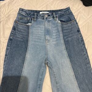 PacSun Blue High Rise Jeans with Color-Block Design